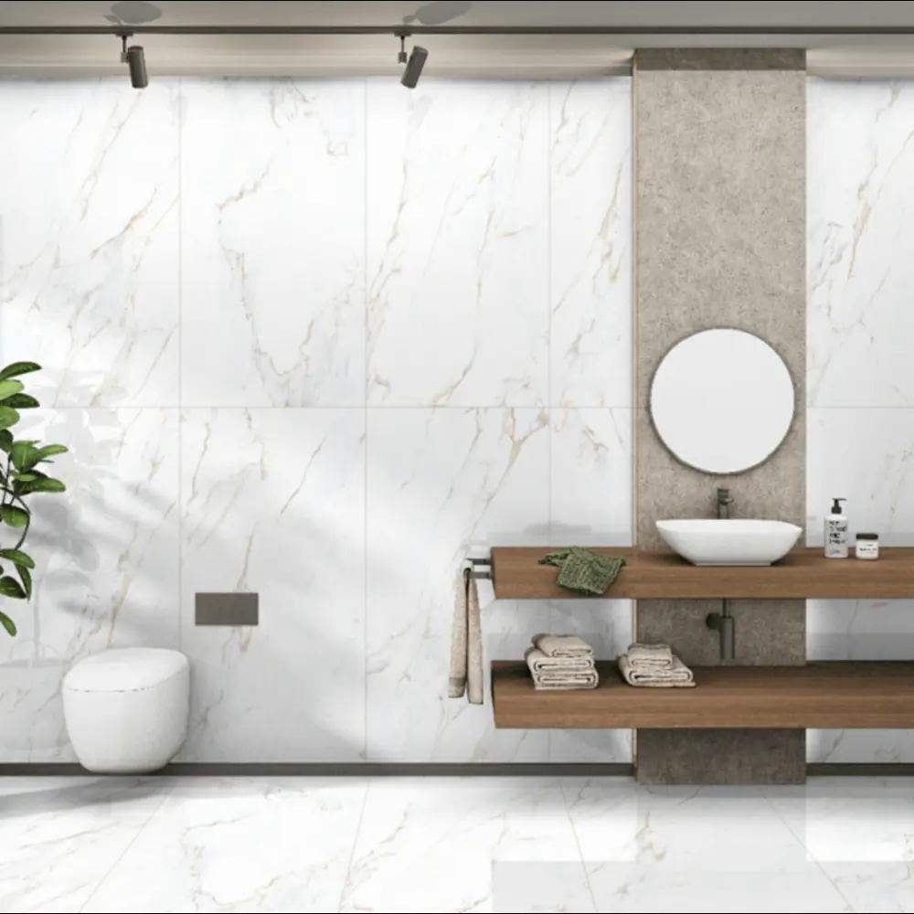 Керамогранит "Sonex" Calacutta cRema Glossy полированный 60x120 см 1.44 м2 цвет белый с бежевыми прожилками — купить в Таганроге